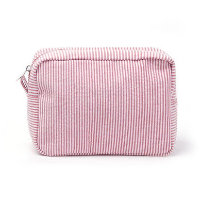 Cyflymder Ruffle Cosmetic Bags Pink/Purple Striped Storage Make Up Bags For Women Lady With Zipper Travel Bag