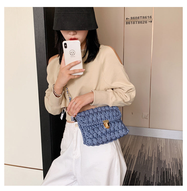 Realaiot Bags for Women Hand Woven Bag Strip Thread Hook Knitted Women's Shoulder/Crossbody Bag Clutch Bag bag