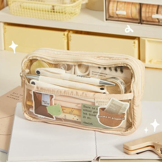 Cyflymder Multi Layer Transparent Pencil Bag Large Capacity Stationery Holder Box Student Zipper Pencil Pouch Children School Supplies