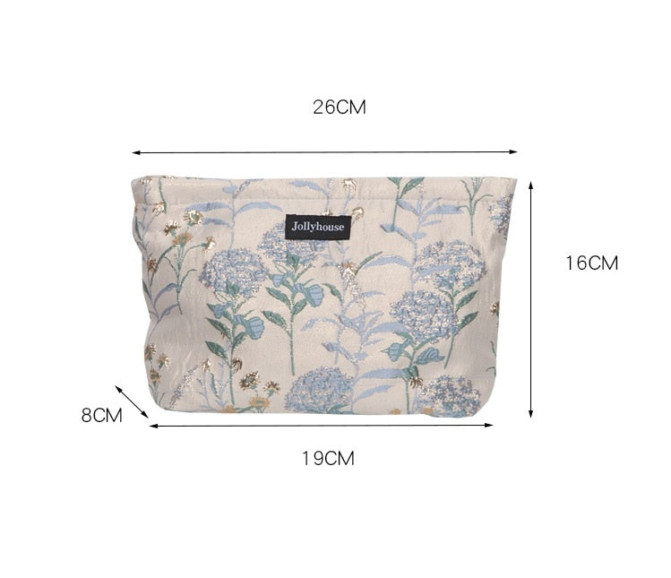 Realaiot Cotton Floral Makeup Bathing Inner Bag For Women Cloth Travel Baby Toiletry Bag Organizer for Cosmetics Pencil Beauty Case Pouch