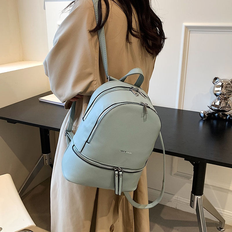 Realaiot Fashion Women Leather Backpack High Quality Teen Girls Shoulder Bag Luxury Designer Backpacks Rucksack Female Daypack Bags