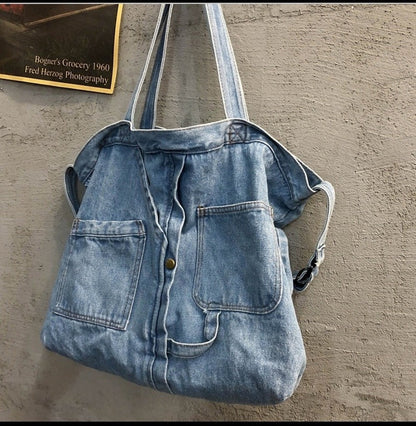 Realaiot Denim Shoulder Hand Bag for Woman Shoulder Bag Crossbody Casual Jeans Bags Women Handbags Denim Bag