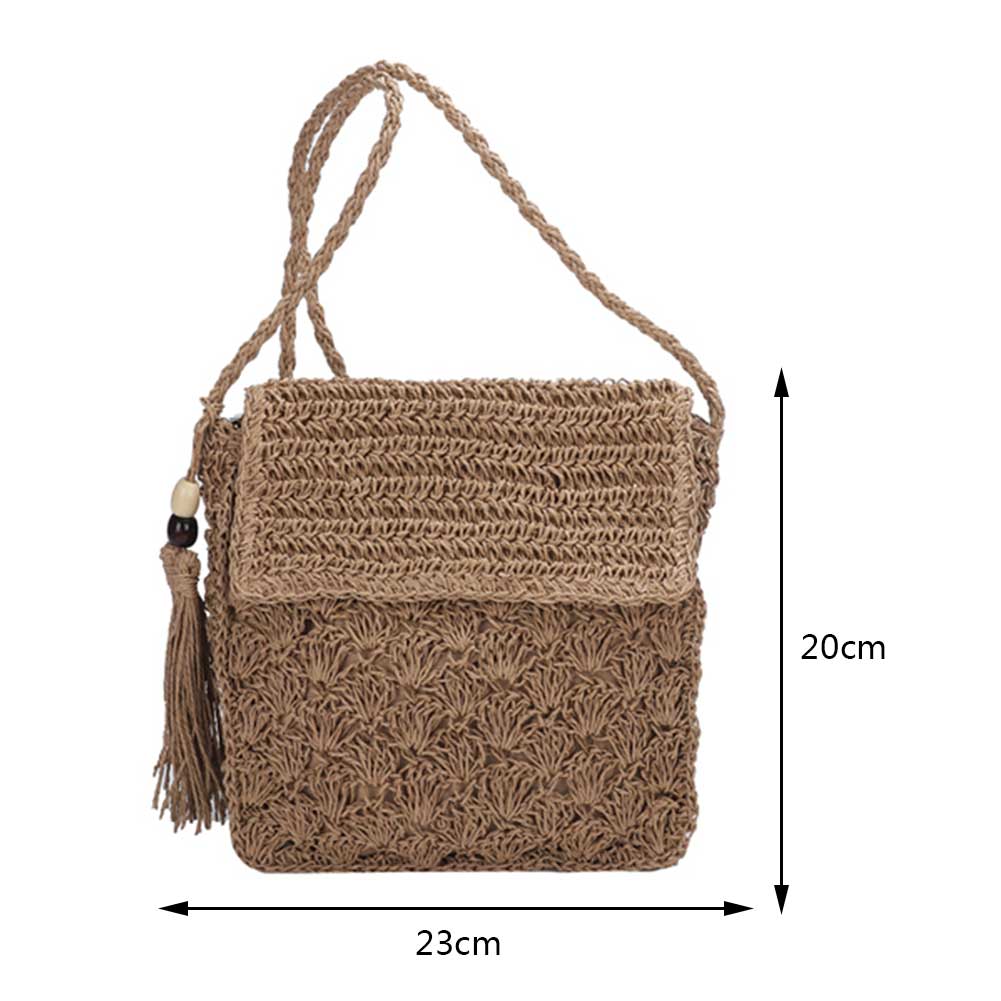 Realaiot Summer Beach Straw Bag Design Women Shoulder Bag Straw Messenger Crossbody Bag Raffia Hollow Woven Handbag Phone Purse Vacation