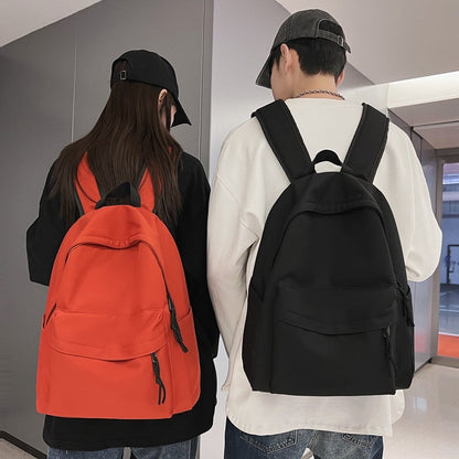 Cyflymder New Solid Color Large Backpack Young Girls Men Korean Style Kawaii School Bag Shoulder Bag High School Students Nylon Backpacks