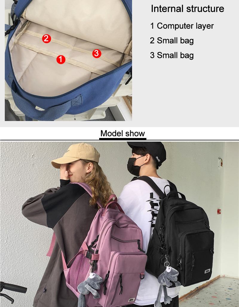 Cyflymder New Double-deck Waterproof Nylon Women Backpack Female Multi-pocket Laptop Backpack Unisex Travel Bag College Schoolbag