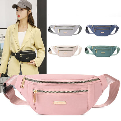 Realaiot Waist Bags for Women Oxford Leisure Color Waist Bag Shoulder Crossbody Chest Bags Handbags All-match Messenger Belt Bags