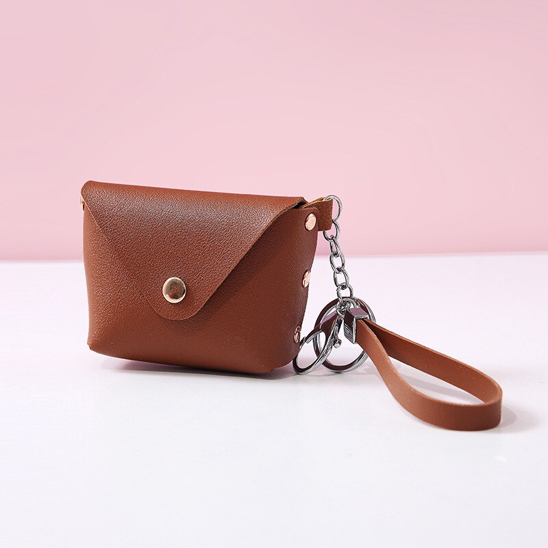 Cyflymder New Fashion Ladies PU Leather Mini Wallet Card Key Holder Coin Purse Solid Color Clutch Bag Kids Purses Small Handbag Bag