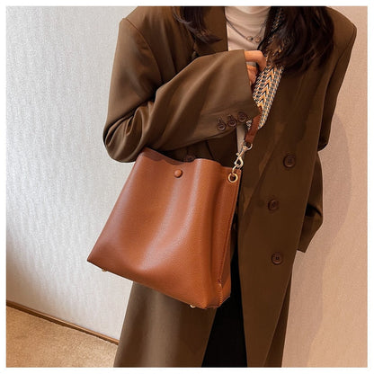 Realaiot Fashion Bucket bag for women Handbag PU leather Shoulder Bag Luxury designer Wide Strap Ladies Crossbody Bag female Totes bolsa