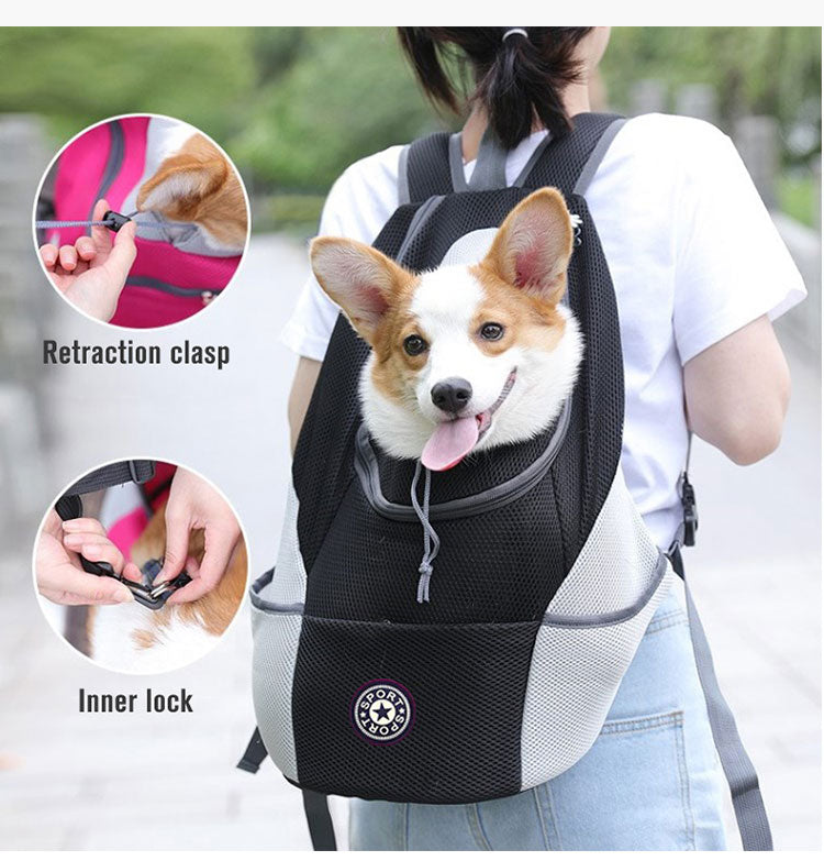 Cyflymder Outdoor Pet Dog Carrier Bag Portable Travel Backpack Breathable Mesh Bag Out Double Shoulder Carrier Bag for Small Cats Dogs