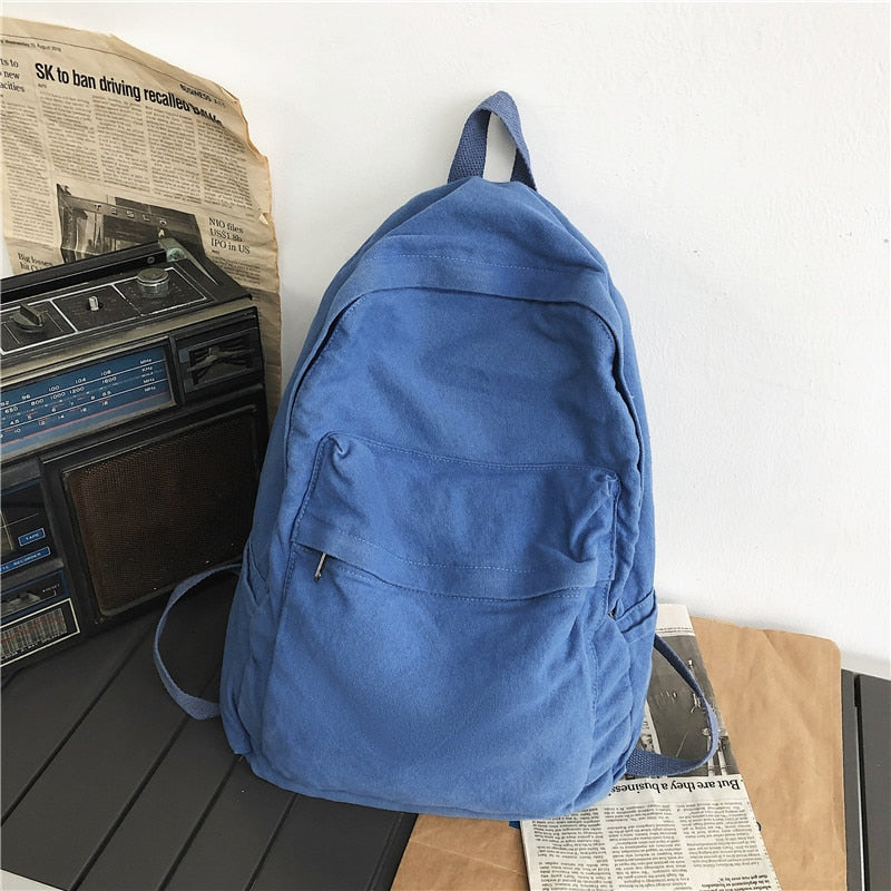 Realaiot Vintage Casual Backpack Women Travel Bag Vintage High Capacity Solid Women's Backpack Girls Men Canvas Student Zipper School Bag