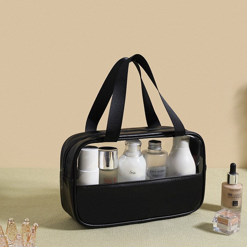 Cyflymder Patchwork Cosmetic Bag Makeup Storag Bag Translucent Large Capacity Bath Bag Organizer Waterproof Portable Travel Storage Bag