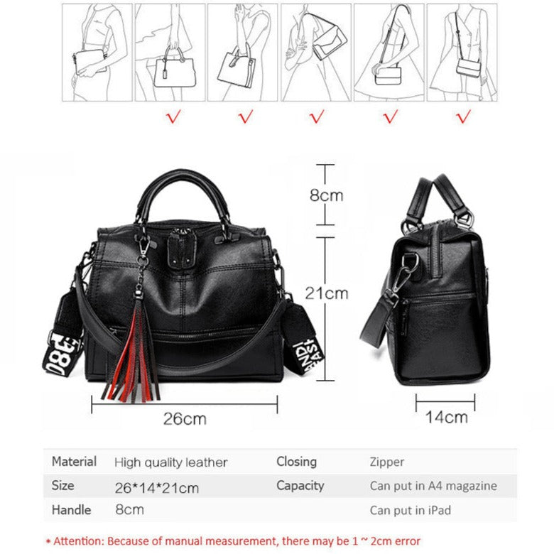 Realaiot Fashion Tassel Women Handbag Leather Women Shoulder Bags Famous Brand Designer Women Bags Ladies Casual Crossbody Bags New