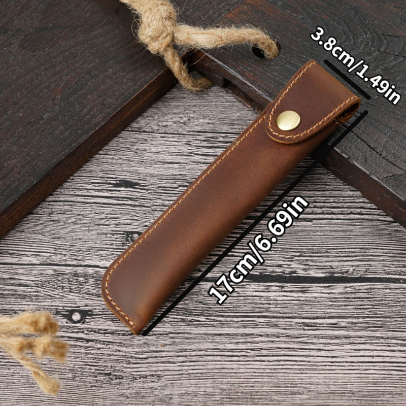 Cyflymder Retro Handmade Pencil Bag Cowhide Genuine Leather Pen Case Fountain Pen Holder Creative Protective Cover School Supplies