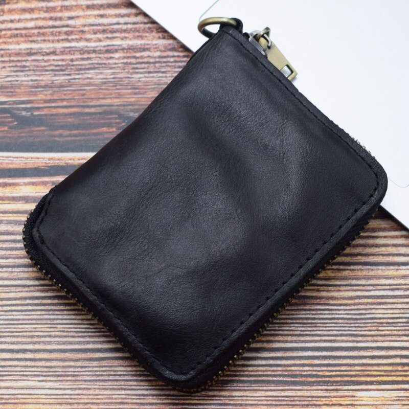 Realaiot Vintage Genuine Leather Men's Zipper Wallet Short Coin Purse Multi Function Card Holders Luxury Male Money Wallet