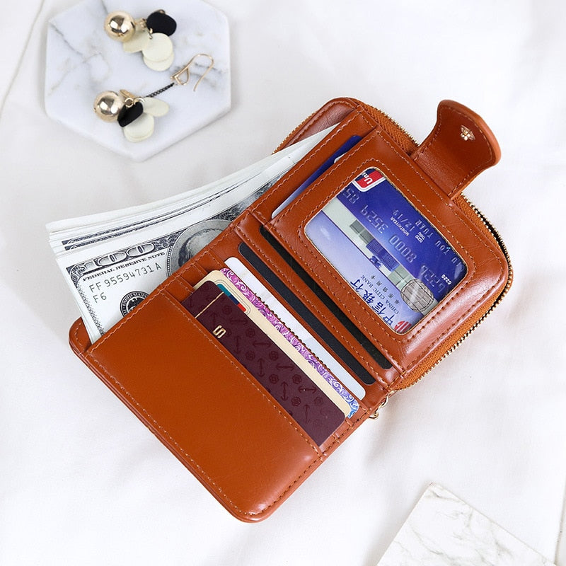 Realaiot Women Wallets Small Luxury Brand Leather Purse Women Ladies Card Bag For Women Clutch Women Female Purse Money Clip Wallet