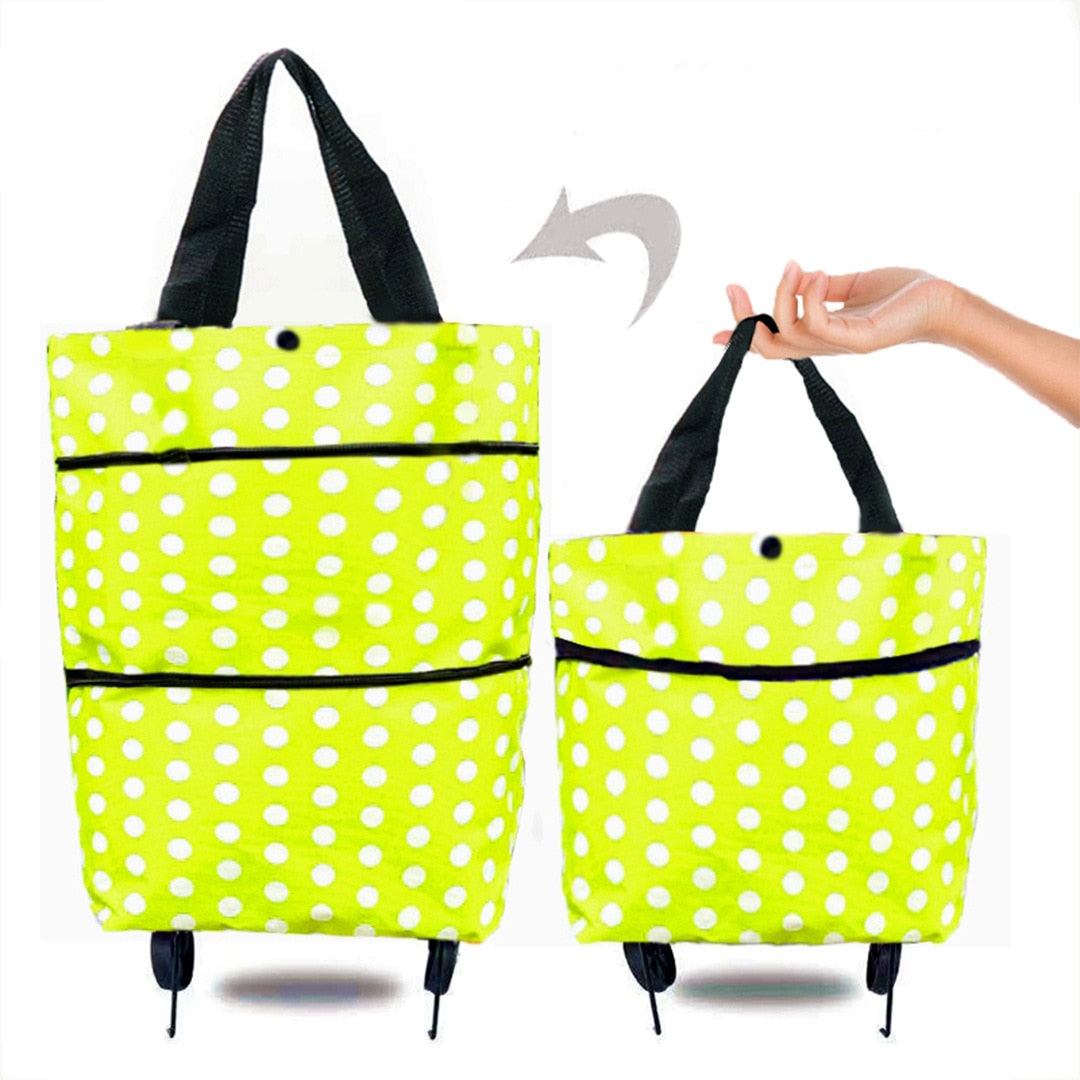 Realaiot Folding Shopping Pull Cart Trolley Bag With Wheels Foldable Shopping Bags  Reusable Grocery Bags Food Organizer Vegetables Bag