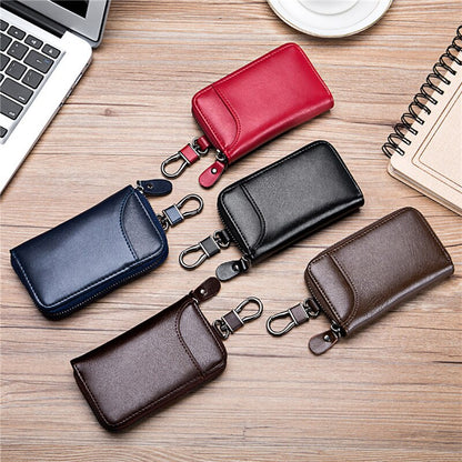 Cyflymder Leather Keychain Men Women Key Holder Organizer Pouch PU Case Split Car Key Wallet Housekeeper Key Case Mini Card Bag