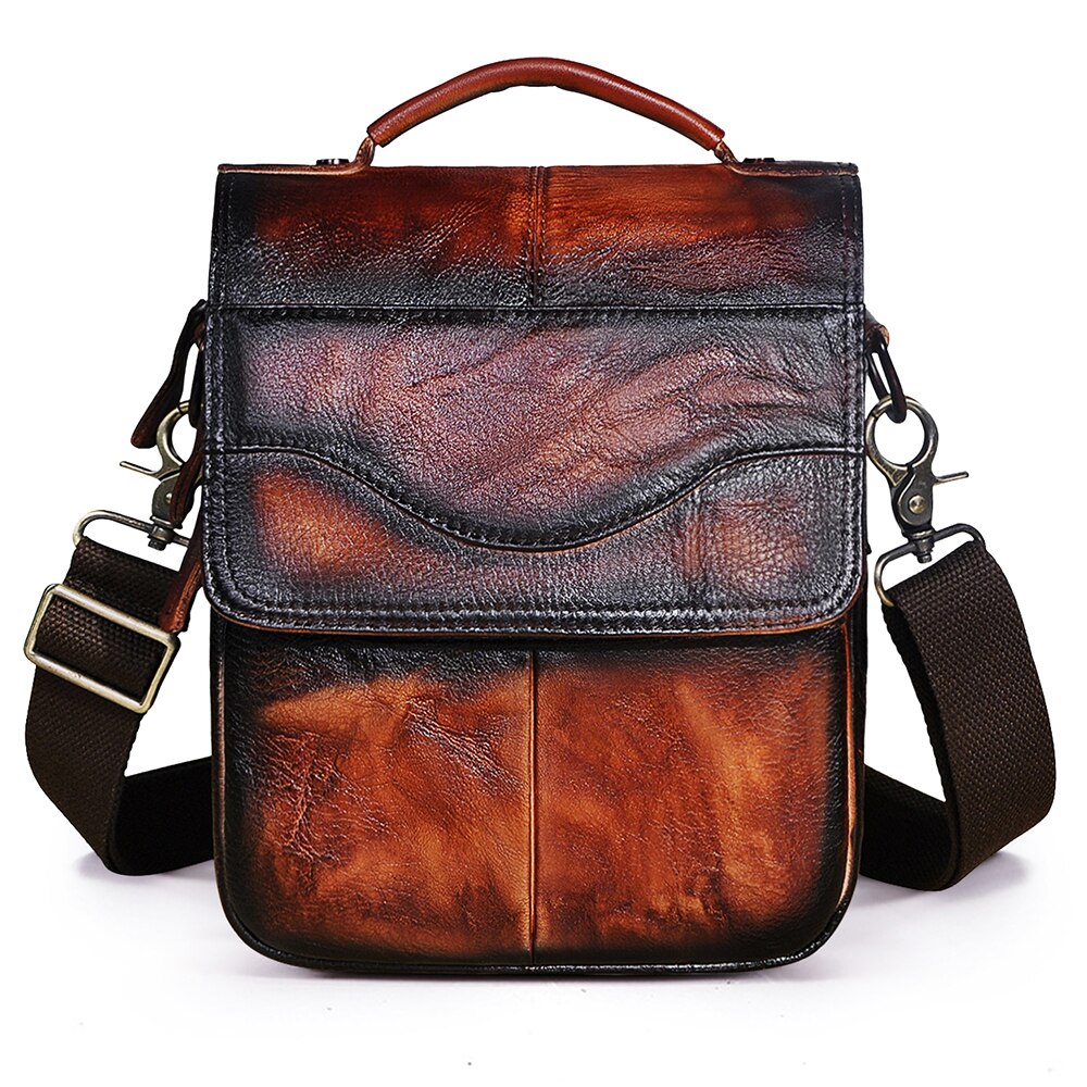 Cyflymder Quality Leather Male Casual Design Shoulder Messenger bag Cowhide Fashion Cross-body Bag 8" Tablet Tote Mochila Satchel