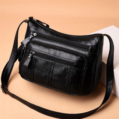 Cyflymder New Casual Female Bag Soft PU Leather Shoulder High-quality Multi-pocket Shoulder Bag Solid Color Ladies Crossbody Bag