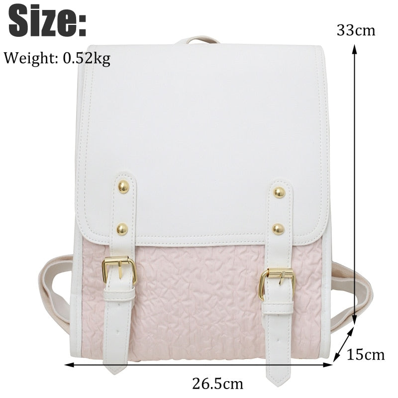 Realaiot Fashion Woman Backpack Pu Leather Preppy Style School Backpack Bags for Teenagers Girls  Simple Designer Hand Shoulder Bags