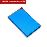 Realaiot Custom Name Business Wallet Card Holder RFID Aluminum Box Case Card Holder Automatic Pop-up Anti-theft Bank Cards Holder