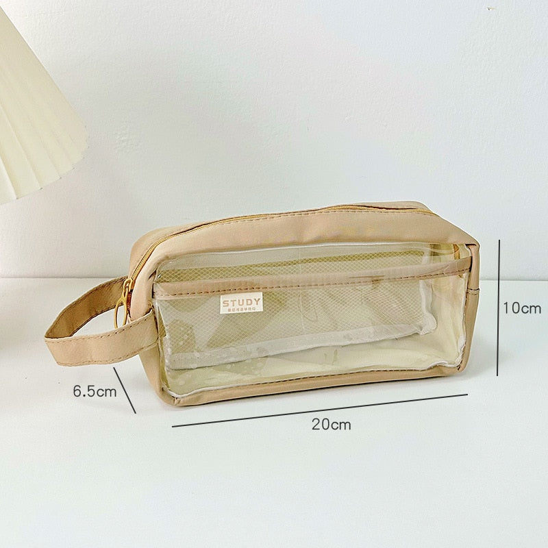 Realaiot Large Capacity Transparent Pencil Bag Aesthetic School Cases Children Stationery Holder Bag Pen Case Students School Supplies