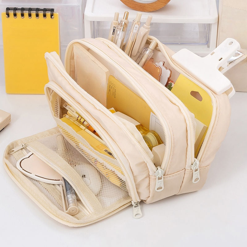 Realaiot Large Capacity Pencil Bag Aesthetic School Cases Stationery Holder Kids Pen Bag Big Stationery Box School Students Supplies