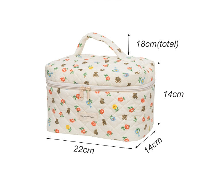 Cyflymder Liberty Quilting Cotton Makeup Bag Women Zipper Cosmetic Organizer Large Cloth Box Cute Make Up Purse Portable Toiletry Case