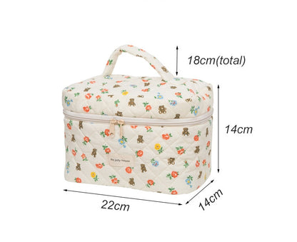 Cyflymder Liberty Quilting Cotton Makeup Bag Women Zipper Cosmetic Organizer Large Cloth Box Cute Make Up Purse Portable Toiletry Case