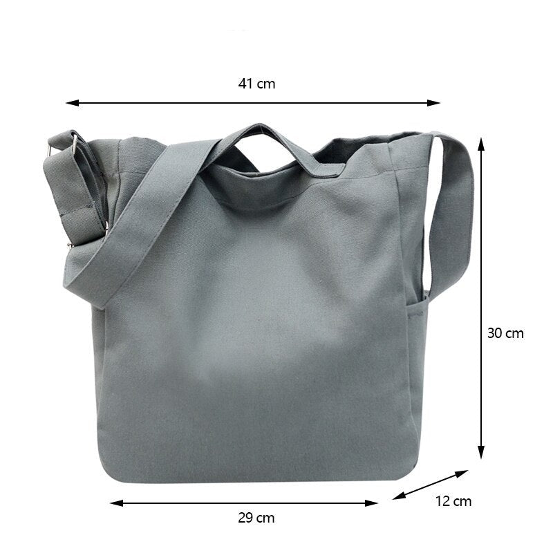 Realaiot Casual Canvas Female Bag Shoppers Simple College Student Book Shoulder Bag Crossbody Bags for Women Handbag Tote Bag