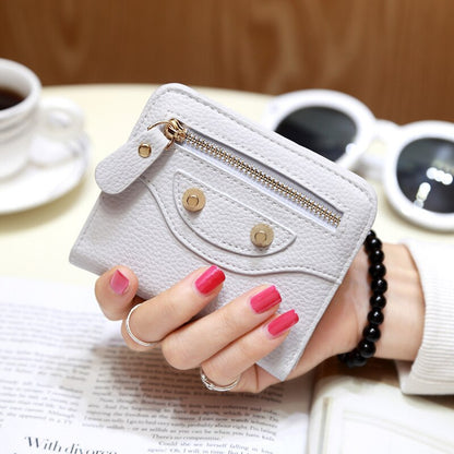 Realaiot Fashion PU Leather Women Short Wallets Multiple Credit Card Holders Hasp Zipper Coin Purses Solid Color Clutch Money Bag Clip