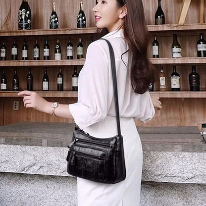 Cyflymder New Casual Female Bag Soft PU Leather Shoulder High-quality Multi-pocket Shoulder Bag Solid Color Ladies Crossbody Bag