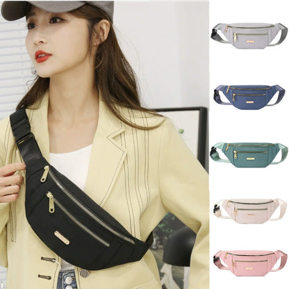 Realaiot Waist Bags for Women Oxford Leisure Color Waist Bag Shoulder Crossbody Chest Bags Handbags All-match Messenger Belt Bags