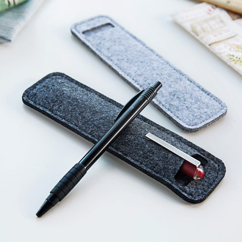 Realaiot High Quality Small Felt Pen Pouch Holder Single Hole Roller Ballpoint Fountain Pens Pencil Case Bags School Office Stationery