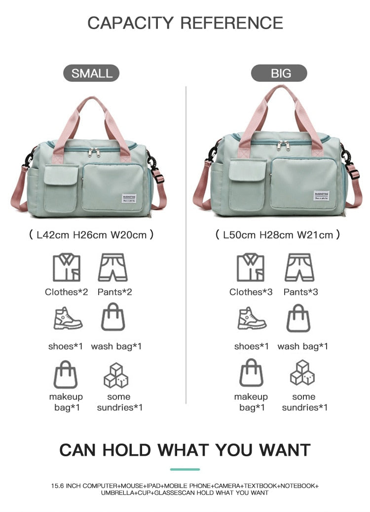 Cyflymder Large Capacity Women's Travel Bag Casual Weekend Travel Handbag Ladies Sports Yoga Luggage Bags Multifunction Crossbody