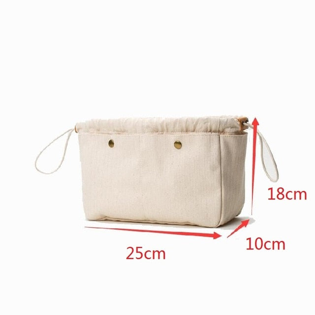 Realaiot Cosmetic Handbags Canvas Insert Bag Fit For Designer Brand Large Capacity Tote Bag Base Shaper Inner Makeup Organizer Liner Bag