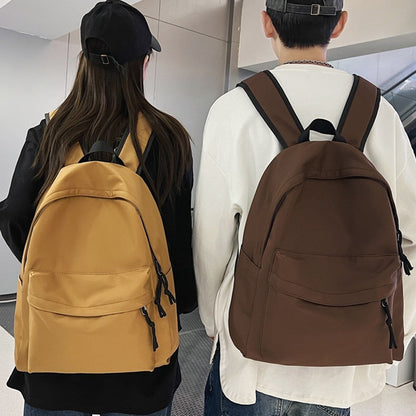 Cyflymder New Solid Color Large Backpack Young Girls Men Korean Style Kawaii School Bag Shoulder Bag High School Students Nylon Backpacks