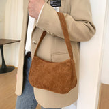 Realaiot Fashion Vintage Women Handbags Corduroy Underarm Bag Casual Women Shoulder Bags Solid Color Zipper Female Handbag Clutch