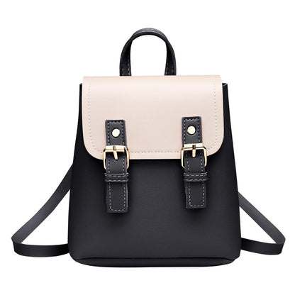 Cyflymder PU Leather Women Small Backpack Fashion Splicing Hit Color Shoulder Bags School Bags for Teenage Girls Casual Ladies Backpack