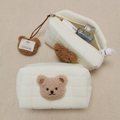 Realaiot Cute Bear Baby Toiletry Bag Make Up Cosmetic Bags Portable Diaper Pouch Baby Items Organizer Reusable Cotton Cluth Bag for Mommy