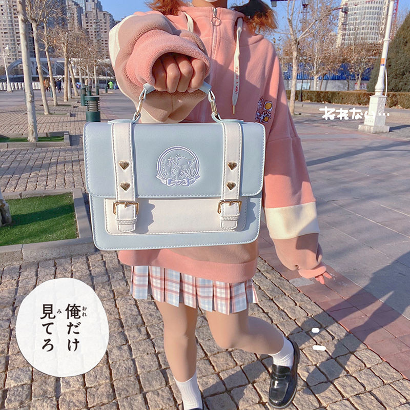 Realaiot JK Handbags Women Shoulder Bag Pu Crossbody Lolita Designer Harajuku Japanese Messenger Kawaii Anime