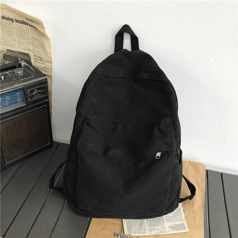 Realaiot Vintage Casual Backpack Women Travel Bag Vintage High Capacity Solid Women's Backpack Girls Men Canvas Student Zipper School Bag