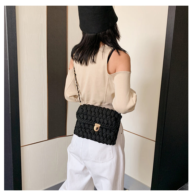 Realaiot Bags for Women Hand Woven Bag Strip Thread Hook Knitted Women's Shoulder/Crossbody Bag Clutch Bag bag