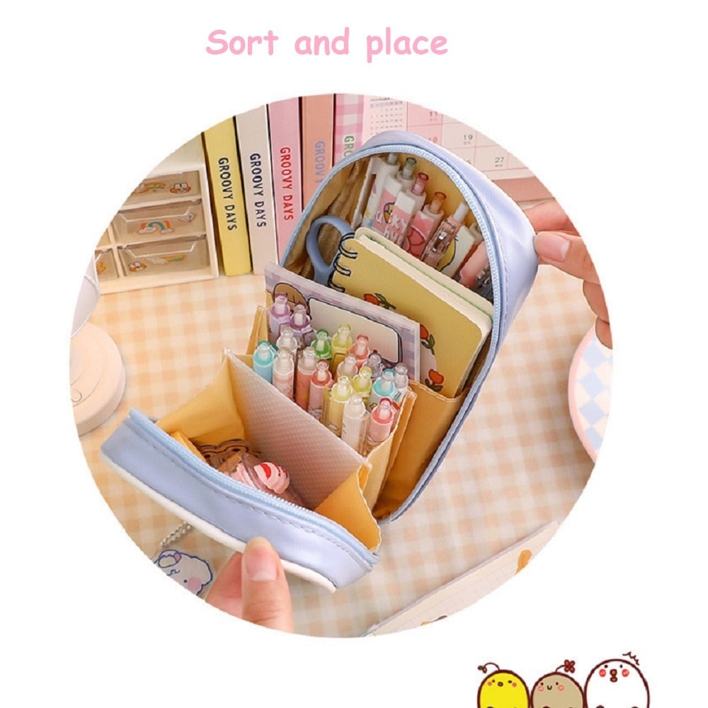 Realaiot 1pc Large Capacity Pencil Case Kawaii Transparent Cosmetic Bag Waterproof Pen Bag Cute Student School Stationery