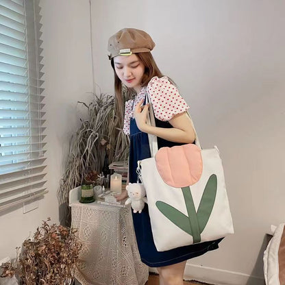 Realaiot Fashion New Large Capacity Soft Tulip Bags Shoulder Bag Women Tote Shoulder Bag Creative Designer Bags Lady Handbags Purses