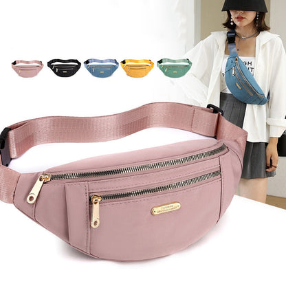 Realaiot Waist Bags for Women Oxford Leisure Color Waist Bag Shoulder Crossbody Chest Bags Handbags All-match Messenger Belt Bags