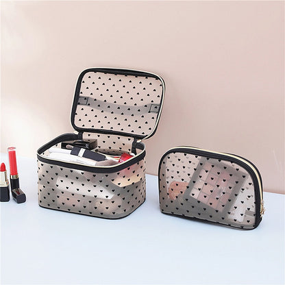 Realaiot 1PCS 5PCS Love Makeup Bags Mesh Cosmetic Bag Portable Travel Zipper Pouches For Home Office Accessories Cosmet Bag New