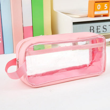 Realaiot Large Capacity Transparent Pencil Bag Aesthetic School Cases Children Stationery Holder Bag Pen Case Students School Supplies