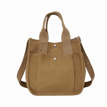 Realaiot Fashion Handbag Female Canvas Casual Tote Student Shoulder Bag Solid Color Messenger Bags Magnetic Buckle