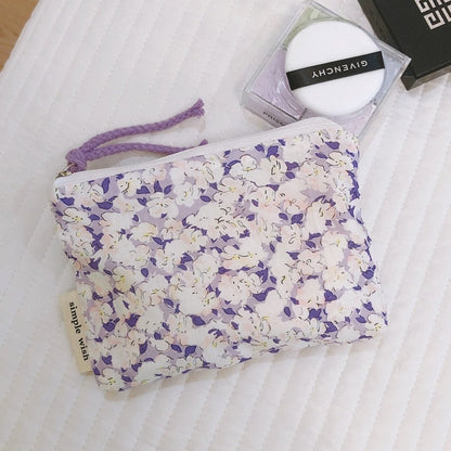 Realaiot Small Fabric Cosmetic Makeup Bag Mini Cotton Floral Organizer Bags For Women Bag Little Purse Coin Pouch Children Cosmetic Case